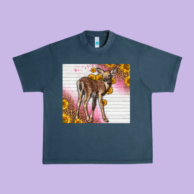 Western Cute Baby Deer Fawn Urban Heavy Tee Designed By Lillyallendesigns