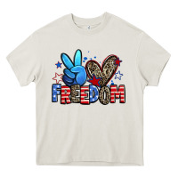 Cream peace love freedom Heavy Core Tee - Zillion Design Studio