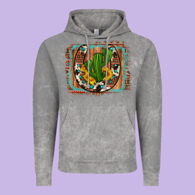 Cactus Sunflower Cowhide Horseshoe  Background Vintage Hoodie Designed By Artiststas