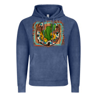 Vintage Denim cactus sunflower cowhide horseshoe  background Vintage Hoodie - Artiststas