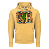 Vintage Mustard cactus sunflower cowhide horseshoe  background Vintage Hoodie - Artiststas