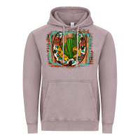 Vintage Zinc cactus sunflower cowhide horseshoe  background Vintage Hoodie - Artiststas