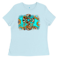 Baby Blue faith cross Ladies Tee - JahusDesignShop