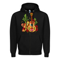 Black mexican guitar Zipper Hoodie - LillyAllenDesigns