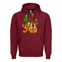 Burgundy mexican guitar Zipper Hoodie - LillyAllenDesigns