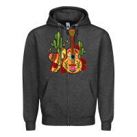 Charcoal Heather mexican guitar Zipper Hoodie - LillyAllenDesigns