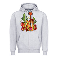 Heather Grey mexican guitar Zipper Hoodie - LillyAllenDesigns