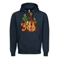 Navy mexican guitar Zipper Hoodie - LillyAllenDesigns