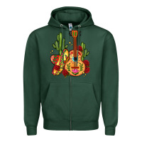 Sports Green mexican guitar Zipper Hoodie - LillyAllenDesigns