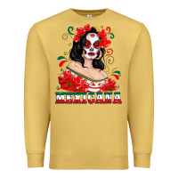 Antique Gold Mexicana with Skull Girl Premium Sweatshirt - texasbilliewilder