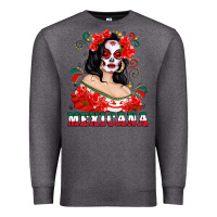 Charcoal Heather Mexicana with Skull Girl Premium Sweatshirt - texasbilliewilder