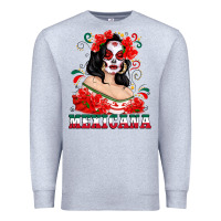 Heather Grey Mexicana with Skull Girl Premium Sweatshirt - texasbilliewilder