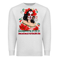 Oatmeal Heather Mexicana with Skull Girl Premium Sweatshirt - texasbilliewilder