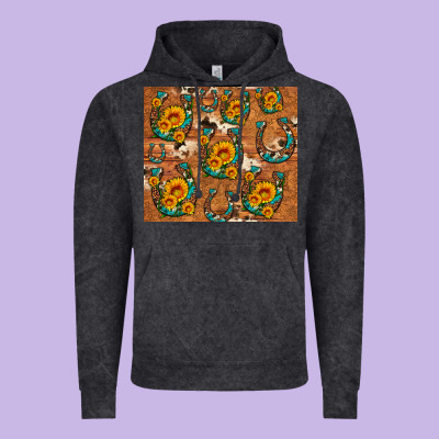 Sunflower Turquoise Leopard Cowhide Horseshoe Vintage Hoodie Designed By Artiststas