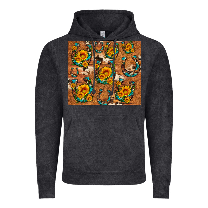 Sunflower Turquoise Leopard Cowhide Horseshoe Vintage Hoodie by Artiststas | Teevron