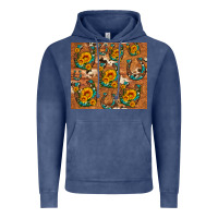 Vintage Denim sunflower turquoise leopard cowhide horseshoe Vintage Hoodie - Artiststas
