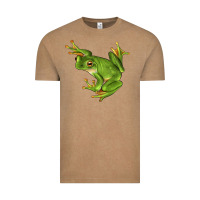 Vintage Coffee White Lipped Tree Frog Illustrations Vintage Tee - LillyAllenDesigns
