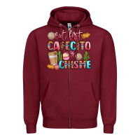 Burgundy but first cafecito y chisme Zipper Hoodie - LillyAllenDesigns