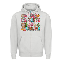 Dove Grey but first cafecito y chisme Zipper Hoodie - LillyAllenDesigns
