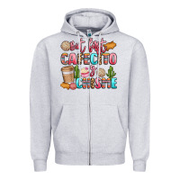 Heather Grey but first cafecito y chisme Zipper Hoodie - LillyAllenDesigns