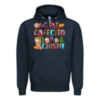Navy but first cafecito y chisme Zipper Hoodie - LillyAllenDesigns