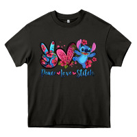 Asphalt peace love stitch Heavy Core Tee - Zillion Design Studio