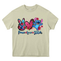 Mossy peace love stitch Heavy Core Tee - Zillion Design Studio