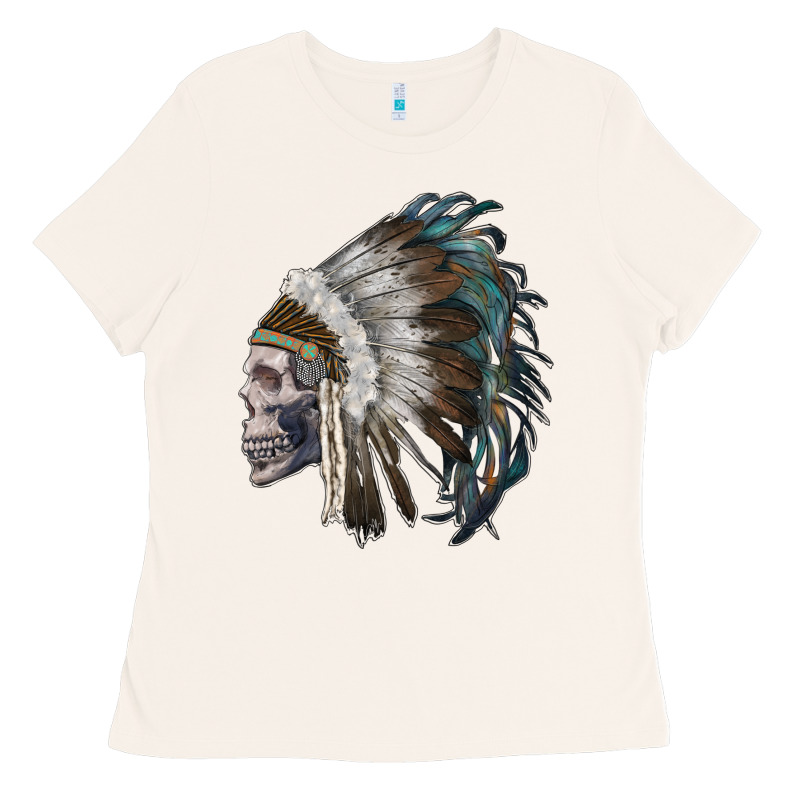 Skull With Indian Headdress Ladies Tee by RanaPortraitStore | Teevron