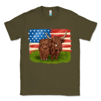 Army Green American cows Classic Tee - MaliasSmallBusiness