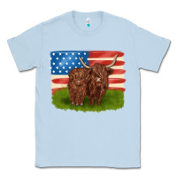 Dusty Blue American cows Classic Tee - MaliasSmallBusiness