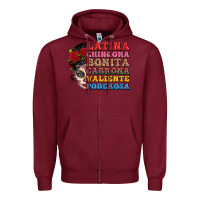 Burgundy mexican sugar skull latina chingona bonita Zipper Hoodie - LillyAllenDesigns