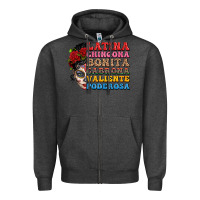 Charcoal Heather mexican sugar skull latina chingona bonita Zipper Hoodie - LillyAllenDesigns