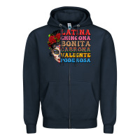 Navy mexican sugar skull latina chingona bonita Zipper Hoodie - LillyAllenDesigns
