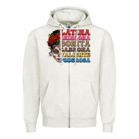 Oatmeal Heather mexican sugar skull latina chingona bonita Zipper Hoodie - LillyAllenDesigns