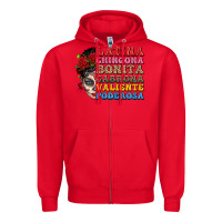 Red mexican sugar skull latina chingona bonita Zipper Hoodie - LillyAllenDesigns