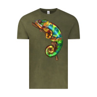 Vintage Olive Chameleon Lizard Illustrations Vintage Tee - LillyAllenDesigns