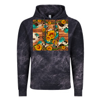 Cloud Black sunflower gemstone leopard cowhide horseshoe Vintage Hoodie - Artiststas