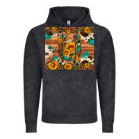 Vintage Black sunflower gemstone leopard cowhide horseshoe Vintage Hoodie - Artiststas