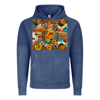 Vintage Denim sunflower gemstone leopard cowhide horseshoe Vintage Hoodie - Artiststas