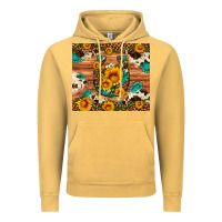 Vintage Mustard sunflower gemstone leopard cowhide horseshoe Vintage Hoodie - Artiststas