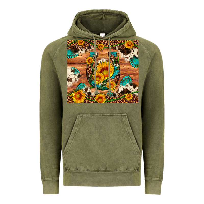 Sunflower Gemstone Leopard Cowhide Horseshoe Vintage Hoodie by Artiststas | Teevron