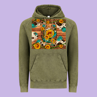 Sunflower Gemstone Leopard Cowhide Horseshoe Vintage Hoodie Designed By Artiststas