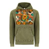 Vintage Olive sunflower gemstone leopard cowhide horseshoe Vintage Hoodie - Artiststas