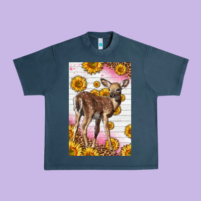 Western Cute Baby Deer Fawn Urban Heavy Tee Designed By Lillyallendesigns