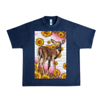 Navy Western Cute Baby Deer Fawn Urban Heavy Tee - LillyAllenDesigns