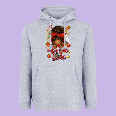 Santa Favorite Tax Specialist Afro Messy Bun Heavyweight Hoodie Designed By Texasbilliewilder