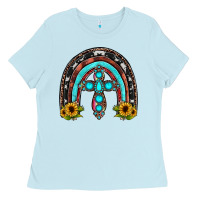 Baby Blue cross rainbow Ladies Tee - JahusDesignShop