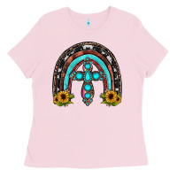 Bubblegum Pink cross rainbow Ladies Tee - JahusDesignShop