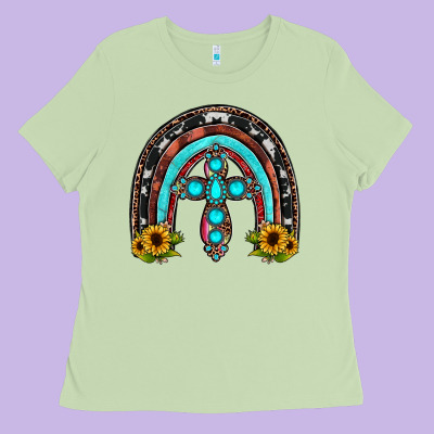 Cross Rainbow Ladies Tee Designed By Jahusdesignshop