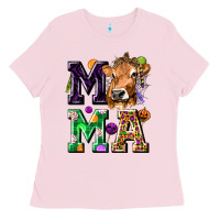 Bubblegum Pink Mama Cow Halloween Ladies Tee - texasbilliewilder